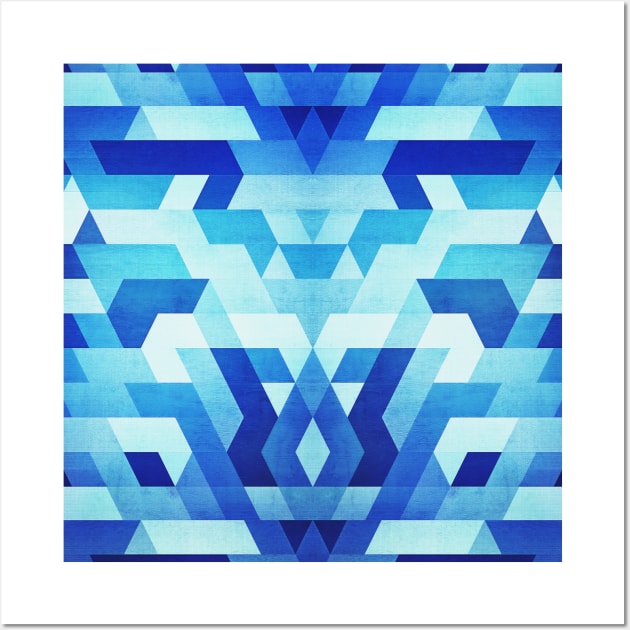 Abstract geometric triangle pattern (futuristic future symmetry) in ice blue Wall Art by badbugs